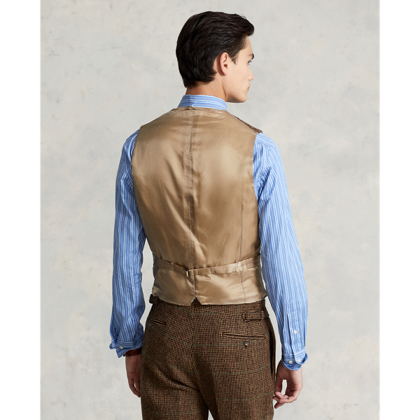 Brown Harris Tweed Waistcoat Polo Ralph Lauren 5
