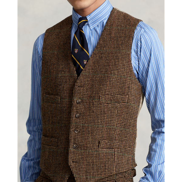 Brown Harris Tweed Waistcoat Polo Ralph Lauren 6