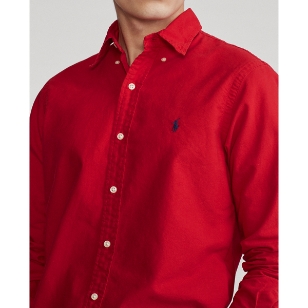 Gef&auml;rbtes Custom Fit Oxfordhemd Polo Ralph Lauren in RL Red 6