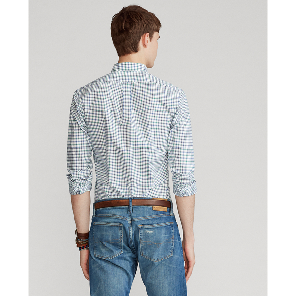 4033a Green/Blue Custom Fit Plaid Poplin Shirt Polo Ralph Lauren 5