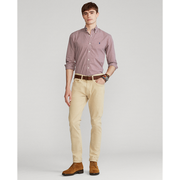 Camicia in popeline a righe Custom-Fit Polo Ralph Lauren in 2365 E Burgundy/ White 4