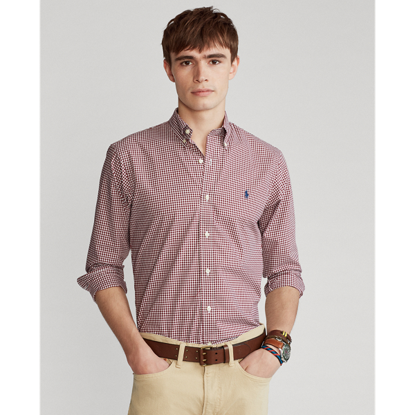 Chemise rayée ajustée en popeline Polo Ralph Lauren en 2365 E Burgundy/ White 1