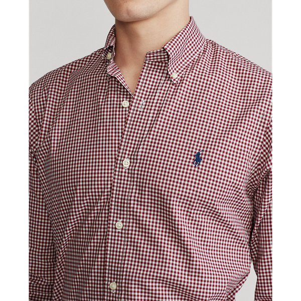 Camicia in popeline a righe Custom-Fit Polo Ralph Lauren in 2365 E Burgundy/ White 6