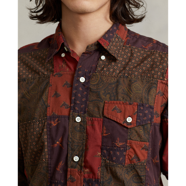 DENIM & online SUPPLY RALPH LAUREN CUSTOMIZED PATCHWORK SHIRT- MEN'S SIZE MEDIUM