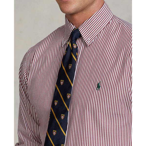 Slim fit gestreept poplin overhemd Polo Ralph Lauren in Wine/White 6