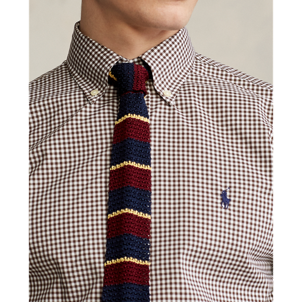 Camicia vichy in popeline Custom-Fit Polo Ralph Lauren in Marrone/Bianco 6