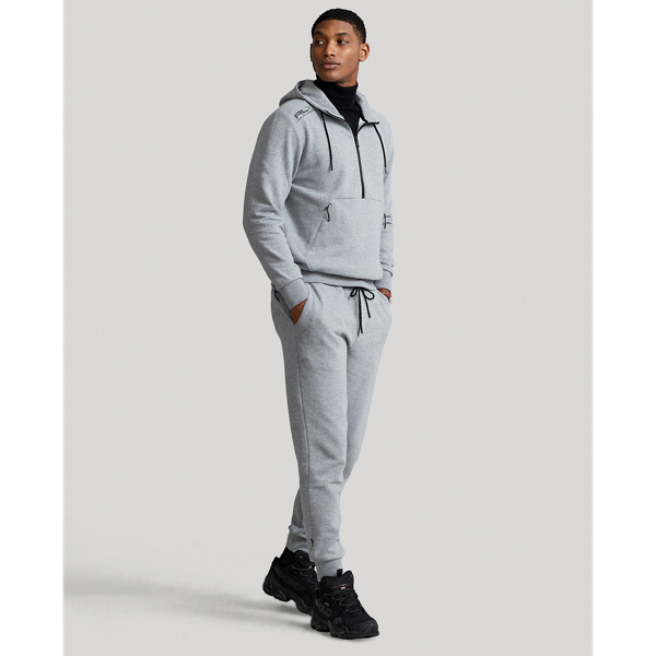 Sweat &agrave; capuche demi-zipp&eacute; en molleton RLX en Gris classique chin&eacute; 4