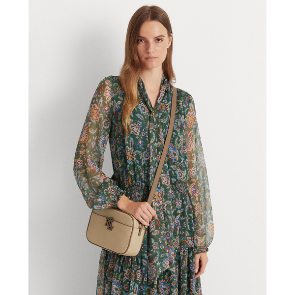 Farro/Truffle Leather Color-Blocked Carrie Crossbody Lauren 7