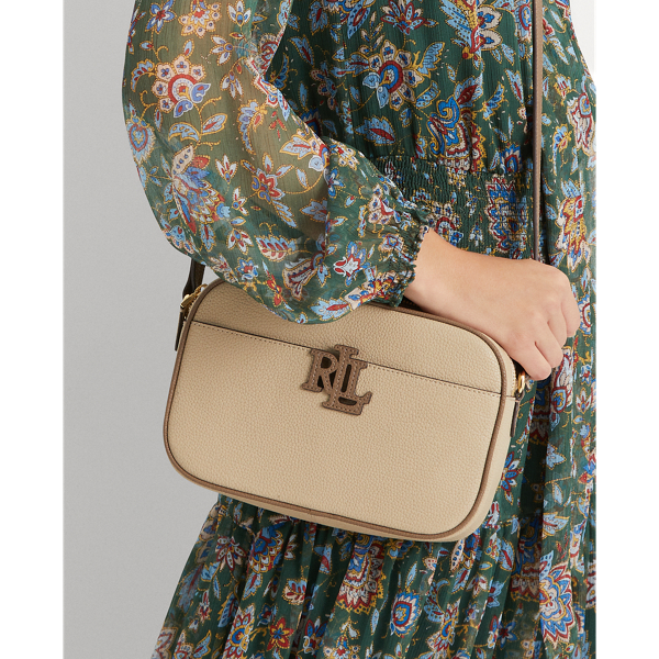 Farro/Truffle Leather Color-Blocked Carrie Crossbody Lauren 8