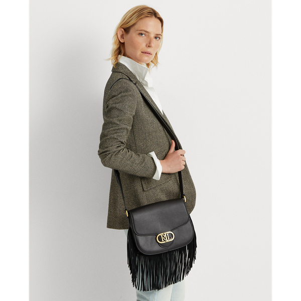 Black Fringe-Trim Medium Addie Crossbody Lauren 7