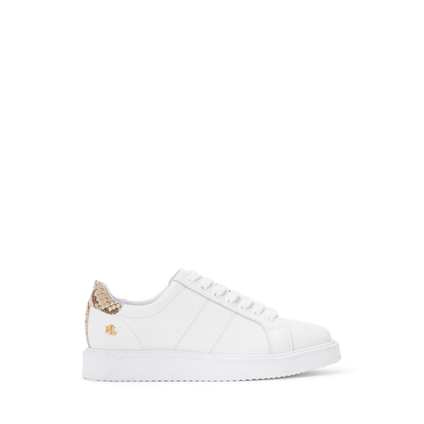 Angeline II Leren sneaker met reliëf Lauren in 1