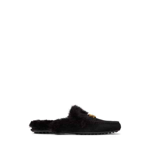 Savanah Faux Fur-Trim Suede Mule Lauren 1