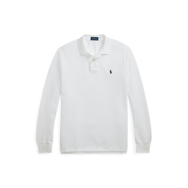 White Classic Fit Mesh Long-Sleeve Polo Shirt Polo Ralph Lauren 2