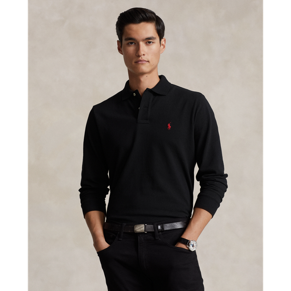 Polo Black Classic Fit Mesh Polo Shirt Polo Ralph Lauren 1