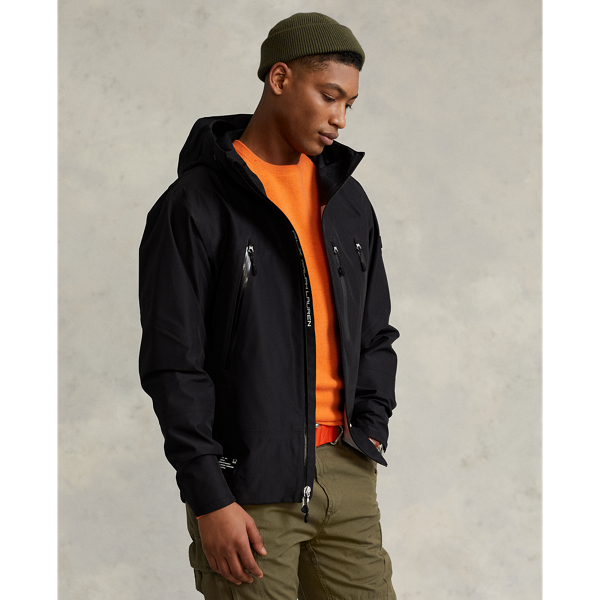 Black Water-Repellent Hooded Jacket RLX 1
