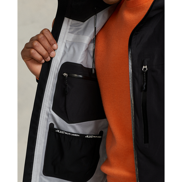 Black Water-Repellent Hooded Jacket RLX 7