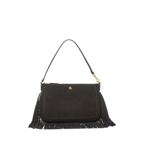 Fringe-Trim Suede Medium Wristlet