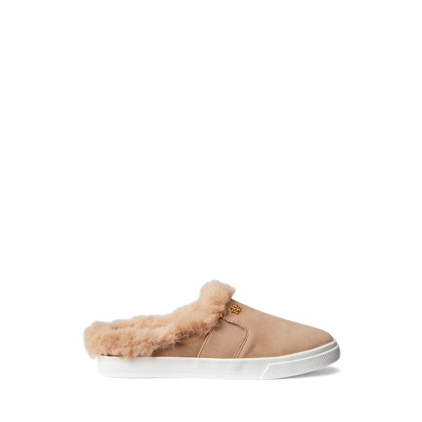 Jinny Faux-Fur-Trim Suede Mule Lauren en 1