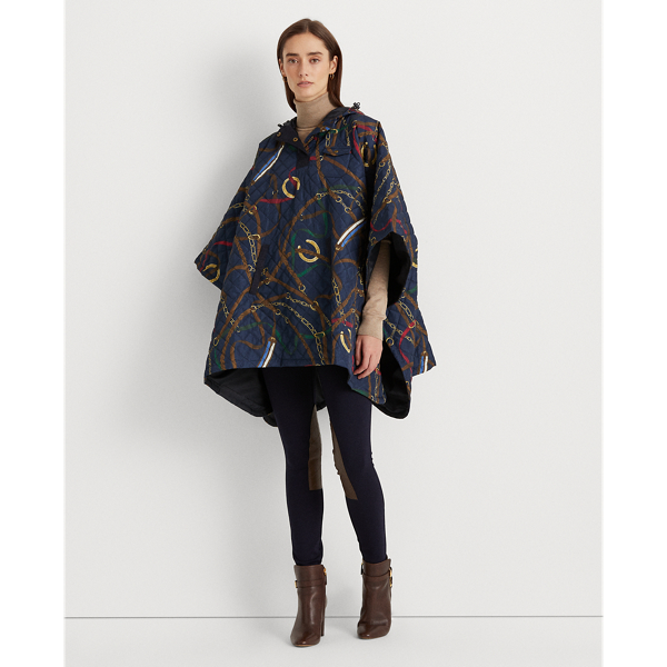 Poncho &eacute;questre matelass&eacute; Lauren en Bleu marine multi 4