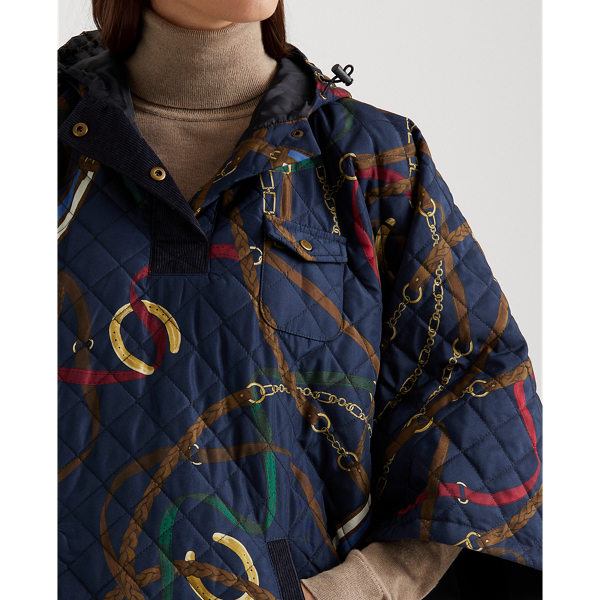 Poncho &eacute;questre matelass&eacute; Lauren en Bleu marine multi 6