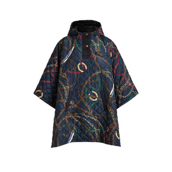 Poncho &eacute;questre matelass&eacute; Lauren en Bleu marine multi 2