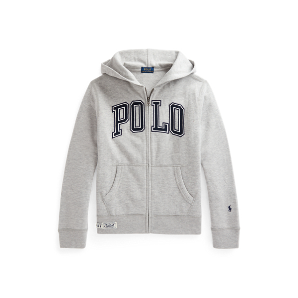 Fleece hoodie met ritssluiting en logo