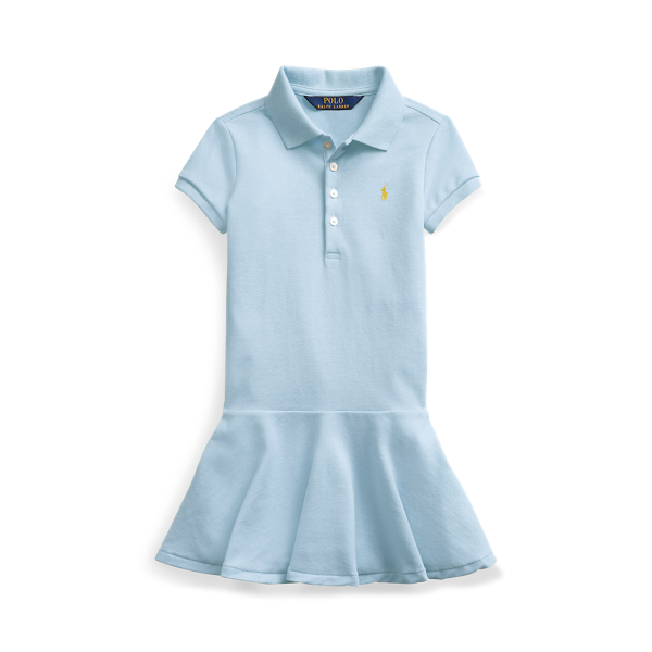 Sky Blue Stretch Mesh Polo Dress Girls 2-6x 1