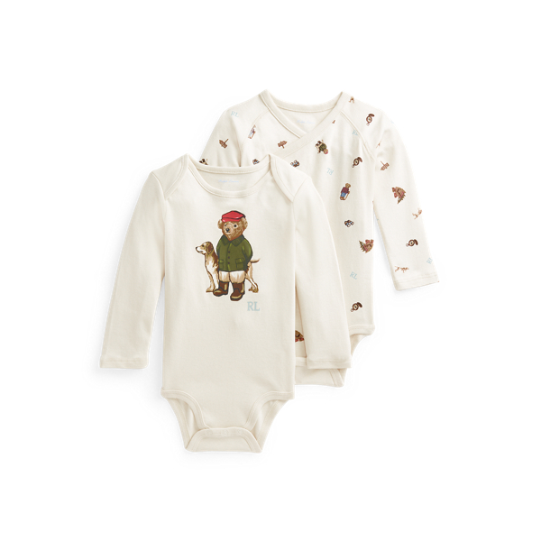 Set van 2 katoenen rompers met Polo Bear Baby Boy in 1