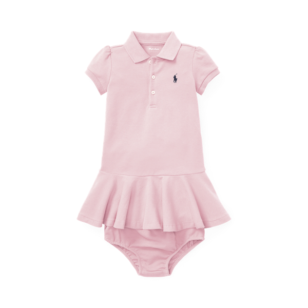 Hint Of Pink Cotton Mesh Polo Dress Baby Girl 1
