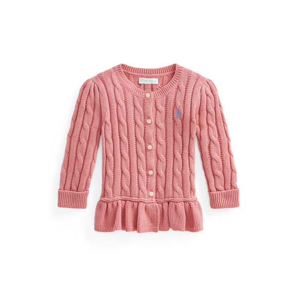 Cable Cotton Peplum Cardigan