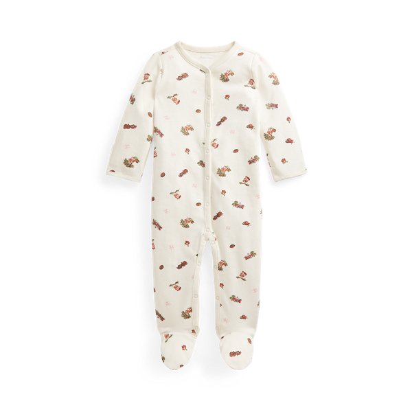 Polo Bear Cotton Footed Coverall Baby Girl 1