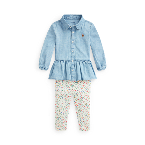Set top in chambray e leggings Baby Girl in 1