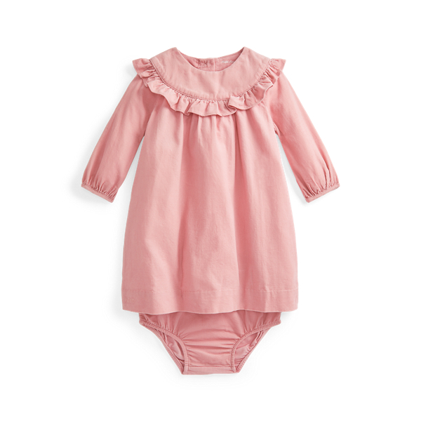Ruffled Cotton Corduroy Dress &amp; Bloomer