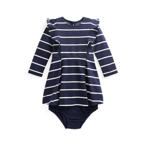 Striped Ruffled Ponte Dress & Bloomer Baby Girl 1