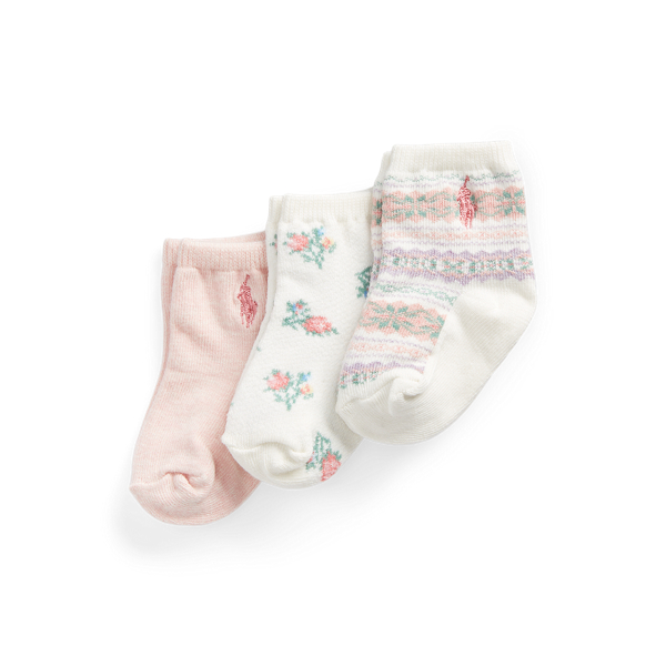 Fair Isle &amp; Floral Crew Sock 3-Pack Baby Girl 1
