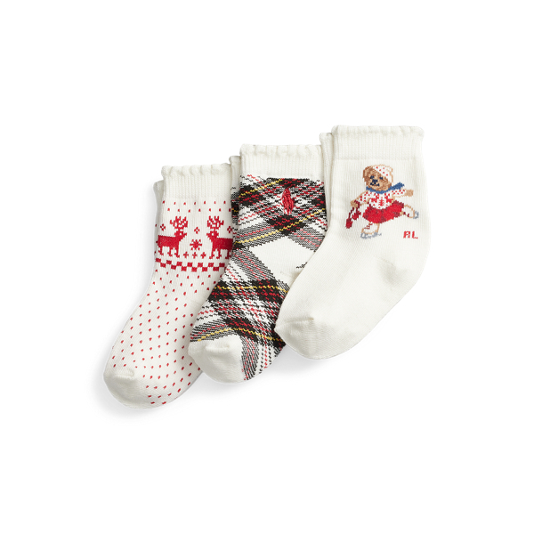 Polo Bear &amp; Fair Isle Crew Sock 3-Pack