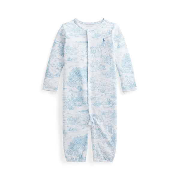Toile-Print Convertible Gown Coverall Baby Boy em 1