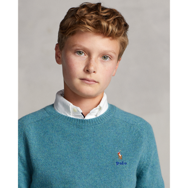 Shetland Blue Heather Wool-Cashmere Sweater Boys 8-20 6