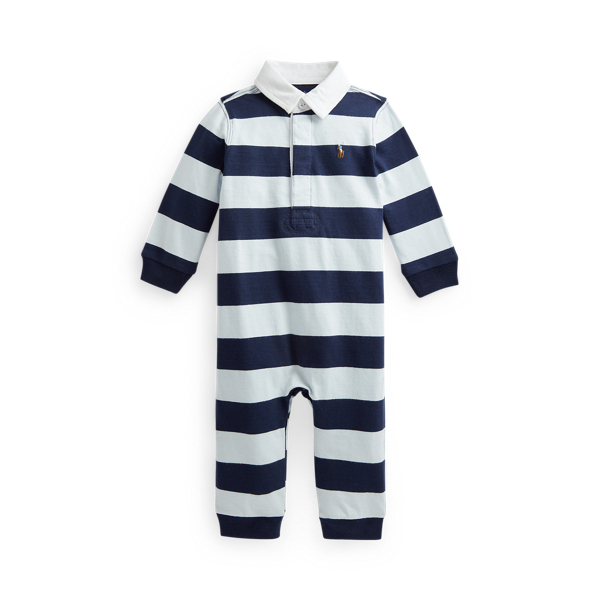 Gestreepte katoenen rugby-overall Baby Boy in 1