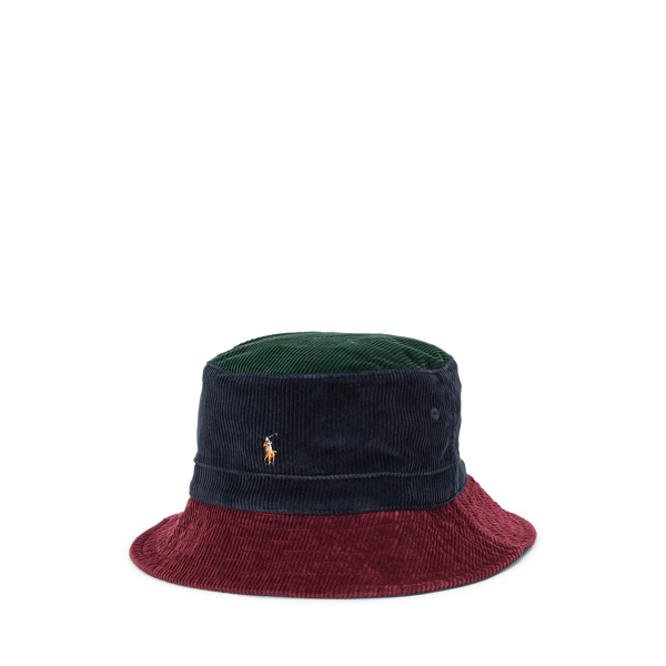 Corduroy vissershoedje met kleurblokken