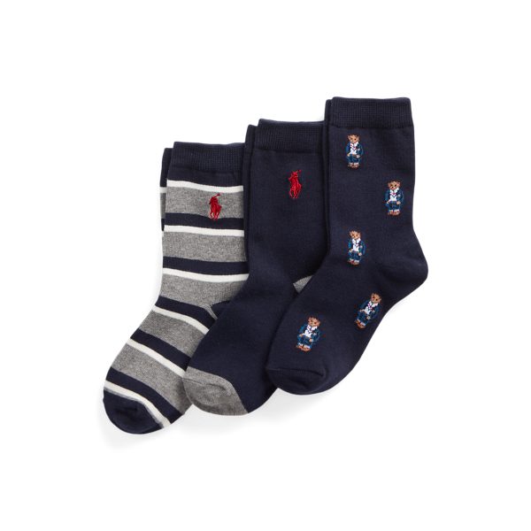 Polo Bear &amp; Striped Crew Sock 3-Pack Boys 1.5-6 Years 1