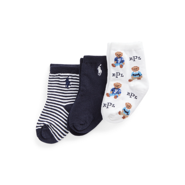 Polo Bear &amp; Striped Crew Sock 3-Pack Baby Boy 1