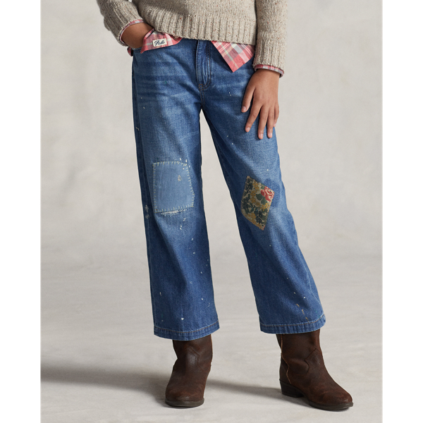 Distressed Wide-Leg Jean