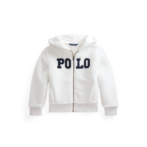 Logo faux-shearling hoodie met volledige rits