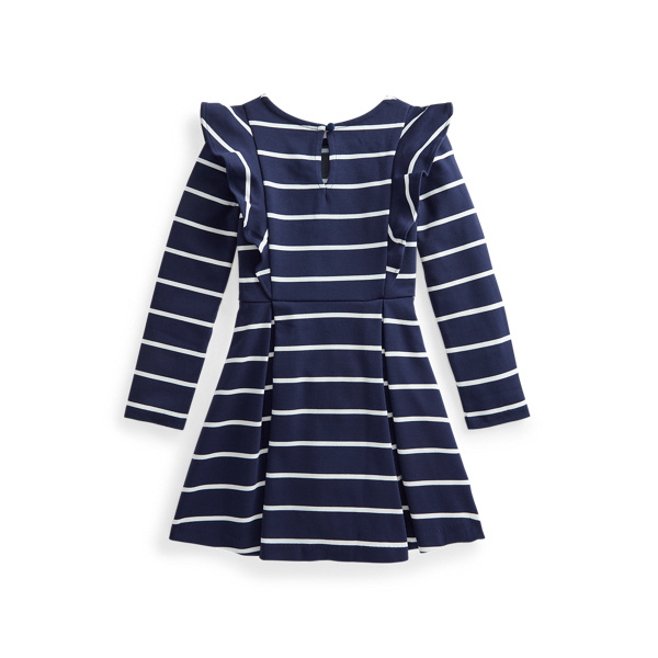 Hunter Navy/Nevis Striped Ruffled Ponte Dress Girls 2-6x 2