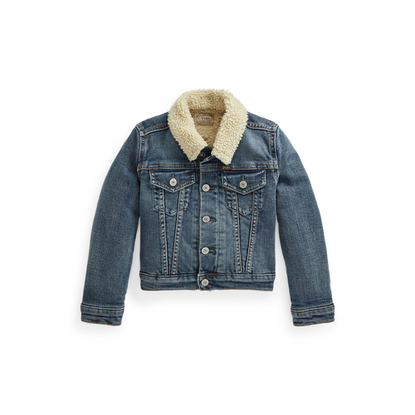 Faux-Shearling Denim Trucker Jacket