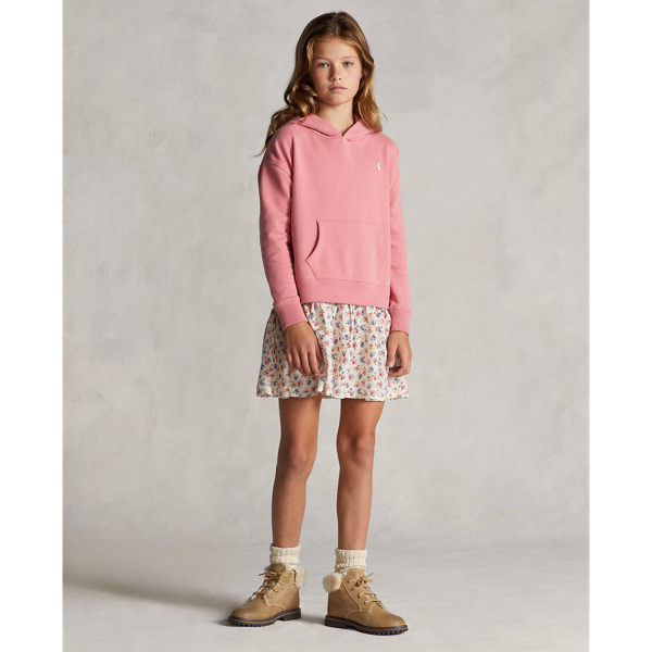 Fleece hoodie met bloemenprint
