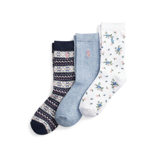 Floral &amp; Fair Isle Crew Sock 3-Pack