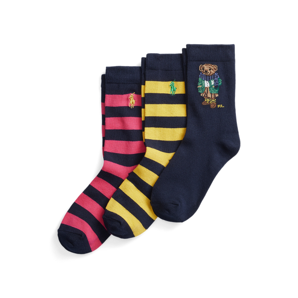 3 paar gestreepte crewsokken Polo Bear Girls 7-14 Years in 1