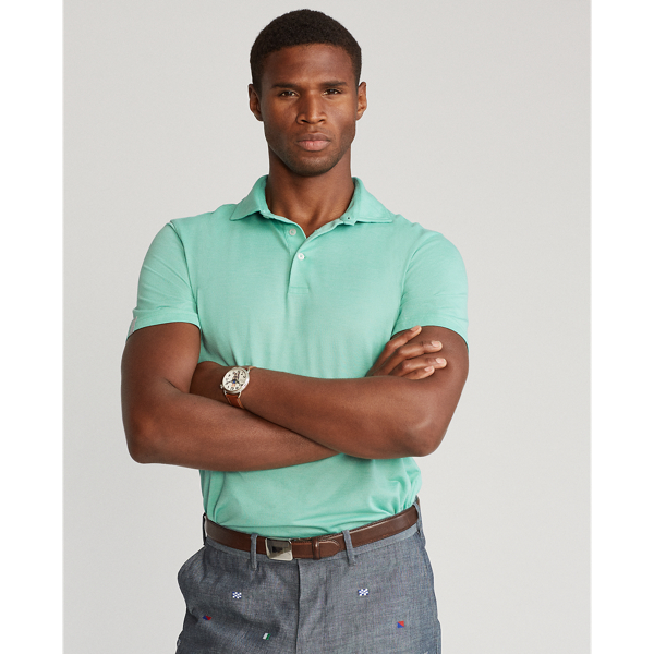 Resort Green Heather Custom Slim Fit Performance Polo Shirt Polo Golf 1